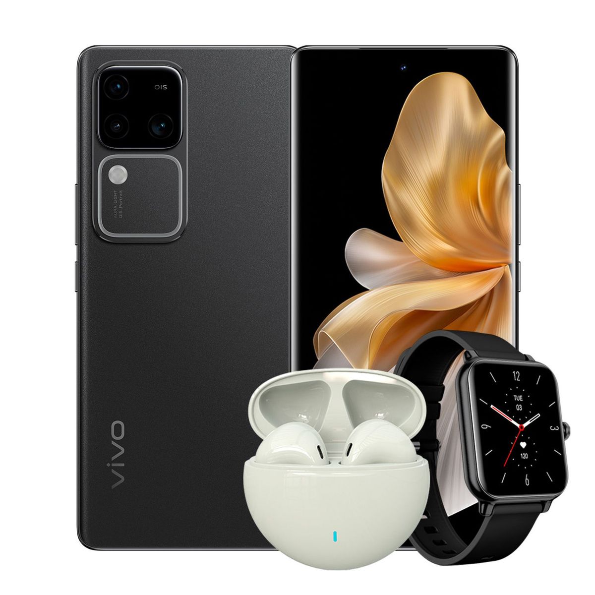 VIVO - Celular Vivo V30 512GB 5G| Incluye Reloj Inteligente y Audifonos TWS | 12GB RAM | Camaras Posteriores 50 MP + 50 MP +2 MP | Camara Frontal 50 MP | Pantalla  6.78 pulgadas | Snapdragon 7 Gen 3