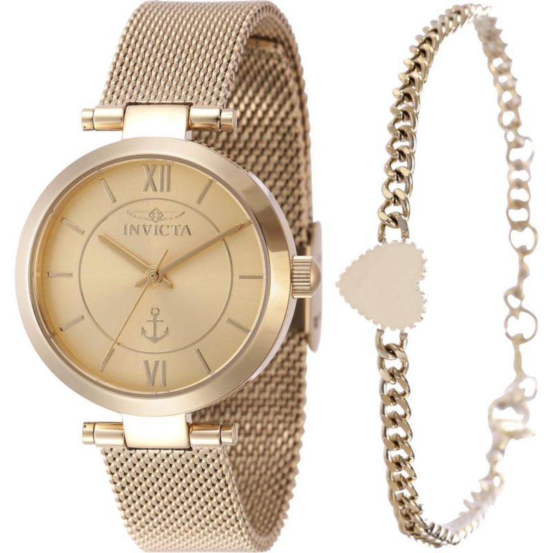 INVICTA - Reloj Invicta para Mujer Ocean Voyage . Reloj Análogo Acero inoxidable Dorado