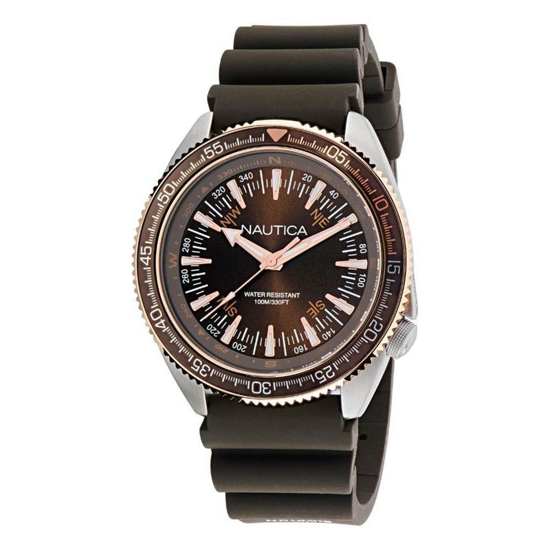 NAUTICA - Reloj Nautica para Hombre Vintage . Reloj Análogo Silicona Marrón