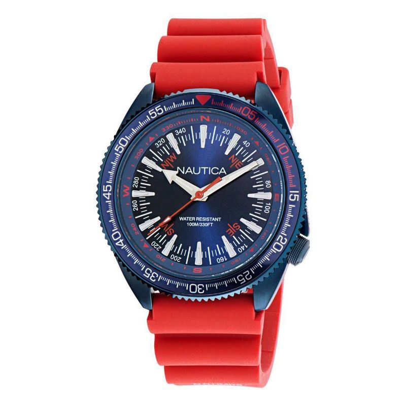 NAUTICA - Reloj Nautica para Hombre Vintage . Reloj Análogo Silicona Rojo