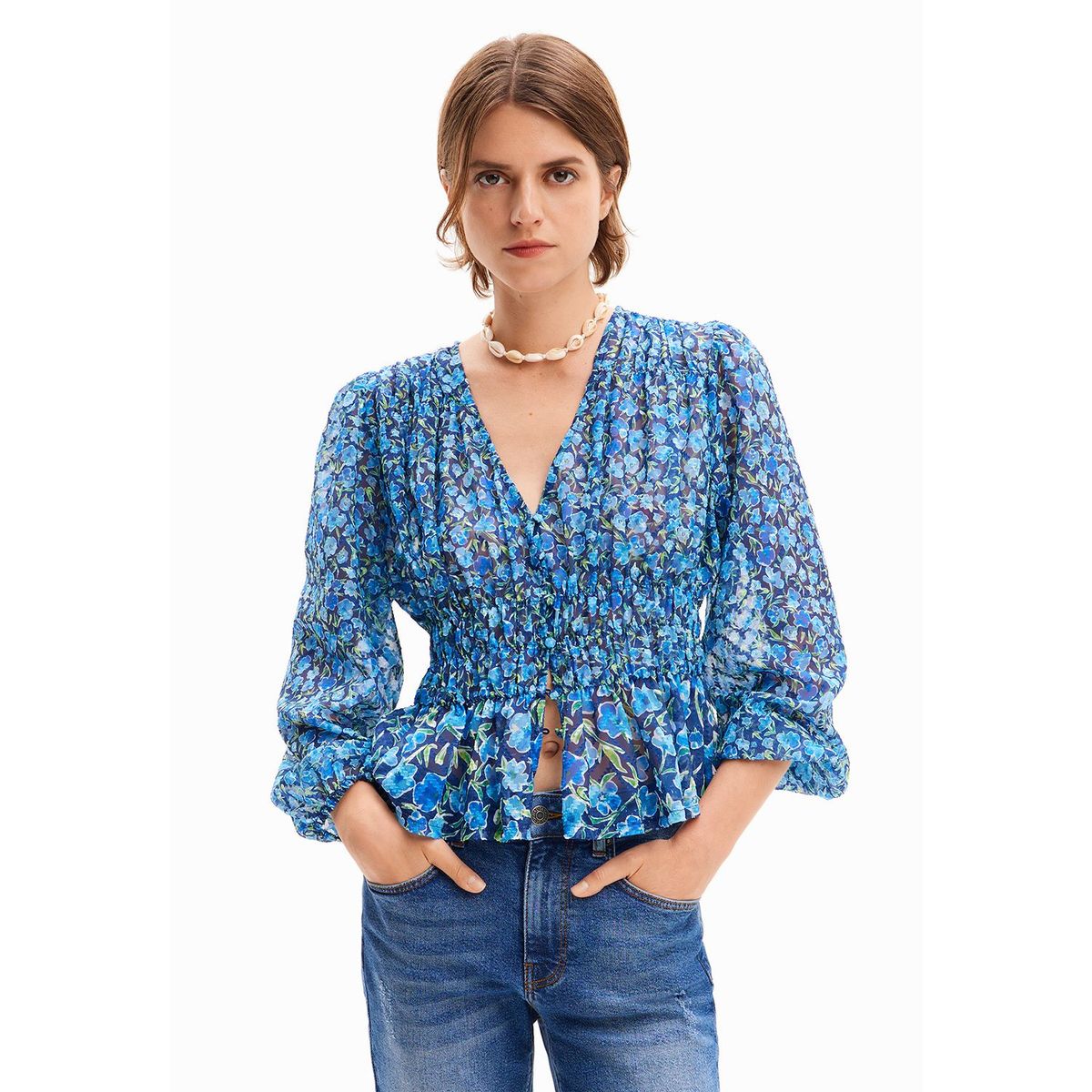 DESIGUAL - Blusa Mujer con Estampado Manga larga Desigual