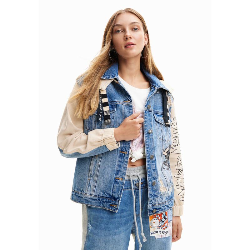 DESIGUAL - Chaqueta de Jean Mickey Mouse Mujer con capota Desigual