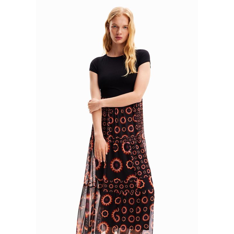 DESIGUAL - Vestido Mujer Largo Casual con Estampado Desigual