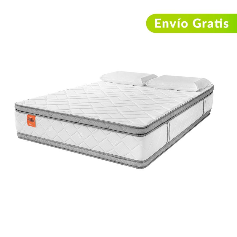 COLCHONES ROMANCE RELAX - Colchón Doble Firme  Espumado Platinium Pedic 140 x 190 cm  + 2 Almohadas Colchones Romance Relax 
