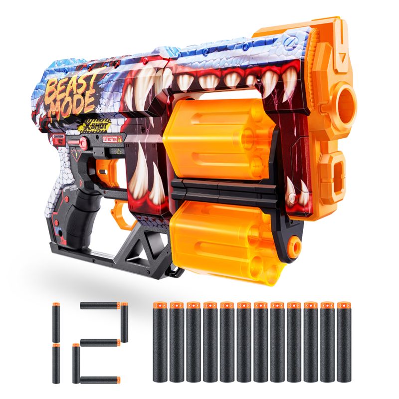  - Lanzador de Dardos X Shot Skin Beast Mode - 12 Dardos