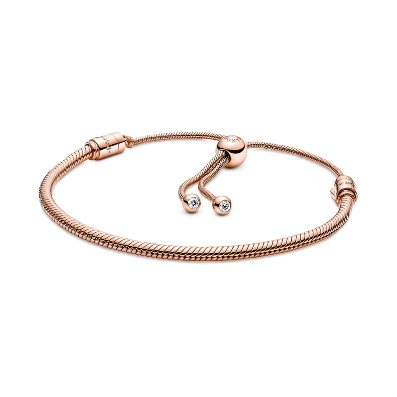 PANDORA - Brazalete Pandora Moments Diseño Cadena de Serpiente con Cierre Deslizante Recubrimiento en Oro Rosa
