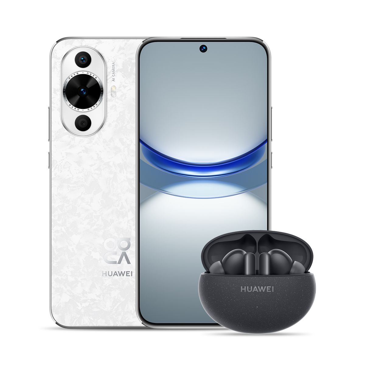 HUAWEI - Celular Huawei nova 12S 256GB | 8GB RAM | cámara posterior 50MP|Cámara frontal 60MP| pantalla 6.7 pulgadas Full HD|Azul Orquidea con diseño texturizado  + Freebuds5i ( Obsequio)