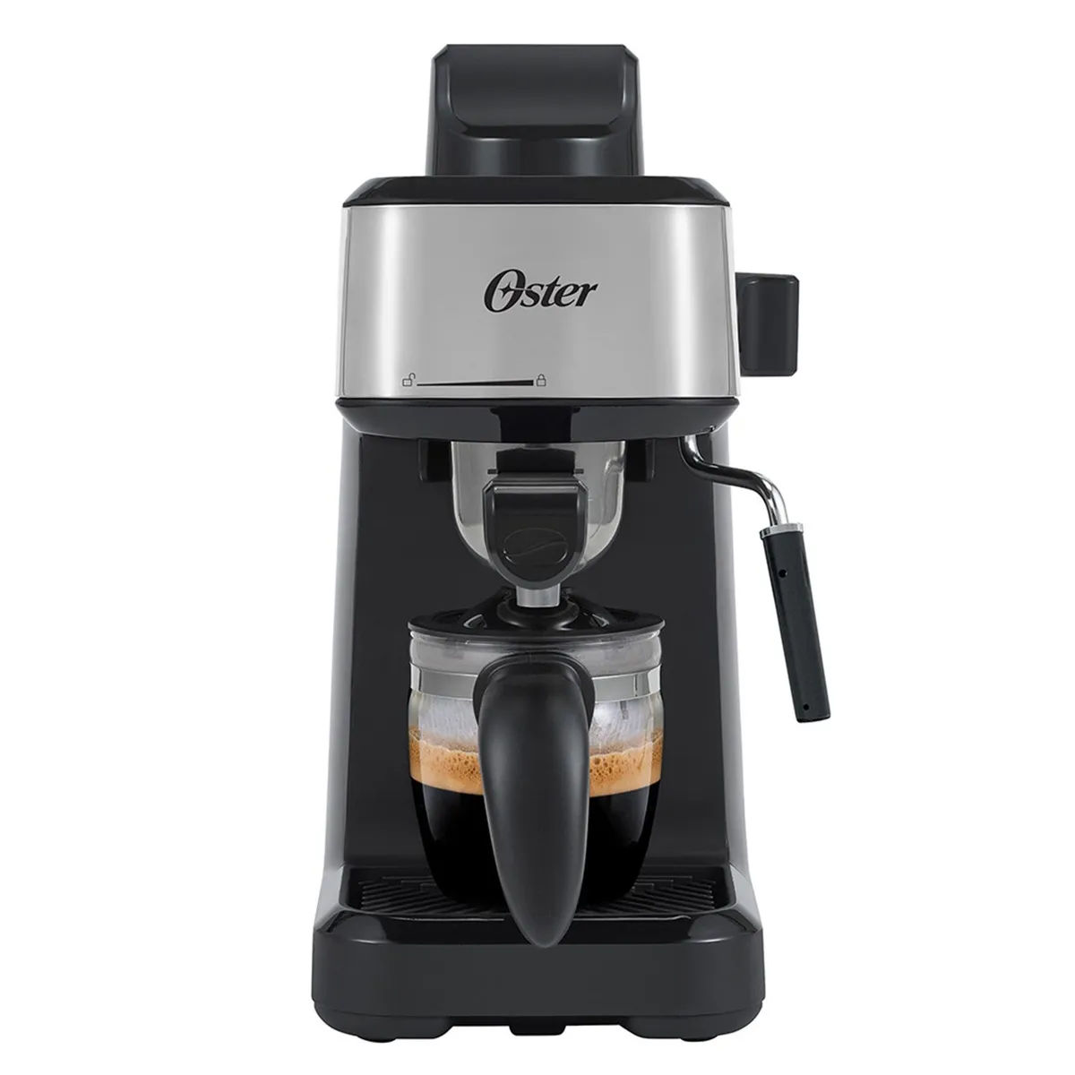 OSTER - Cafetera expresso Oster | 4 Tazas |  2 Preparaciones |  Espumador de leche