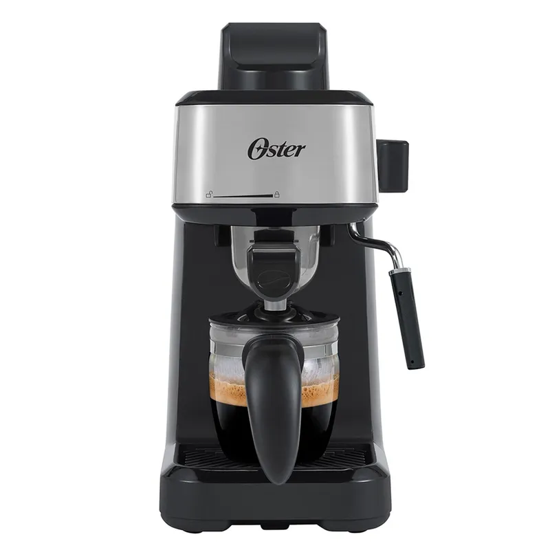 OSTER - Cafetera expresso Oster | 4 Tazas |  2 Preparaciones |  Espumador de leche