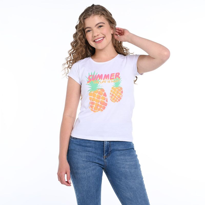 ELV - Camiseta Niña con Estampado Print Manga corta Algodón ELV