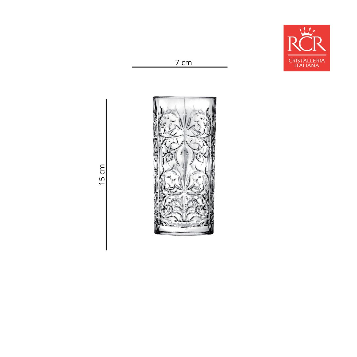 RCR - Vaso de cristal largo RCR: 370 ml 6 piezas