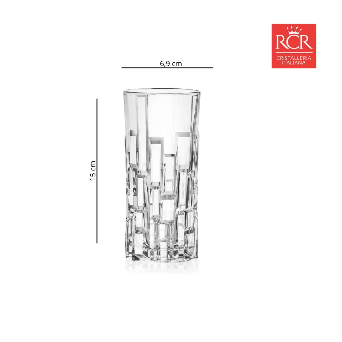RCR - Vaso de cristal largo RCR: 340 ml 6 piezas