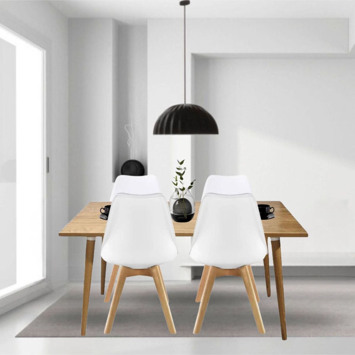 EKONOMODO - Juego de Comedor Moderno para 4 Personas (Comedor + 4 Sillas) Ekonomodo 