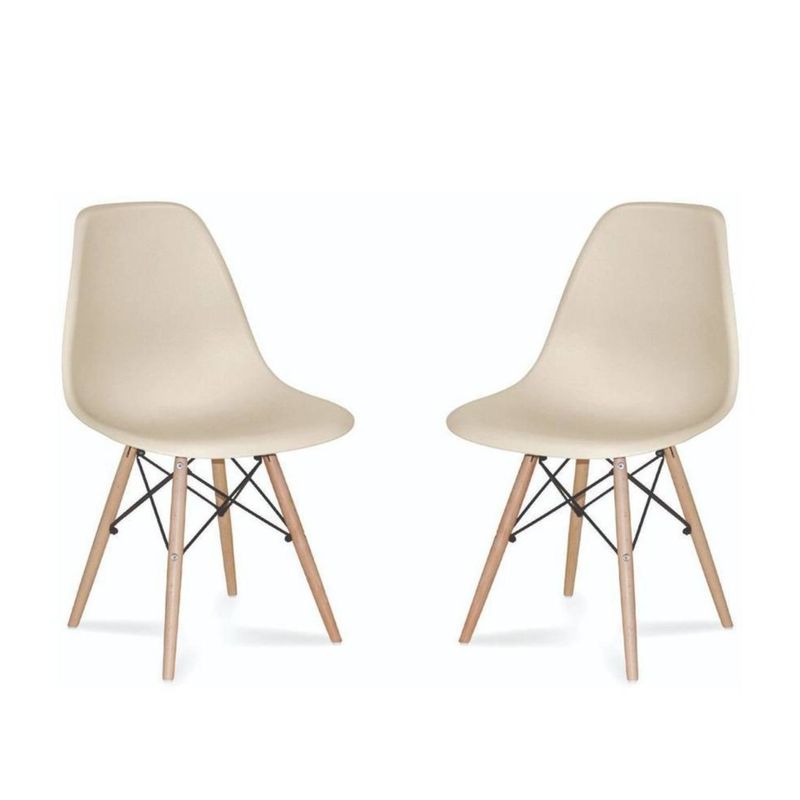 EKONOMODO - Set X2 Silla de Comedor en Polipropileno con Patas de Madera 83 x 48 x 53 cm  Ekonomodo 