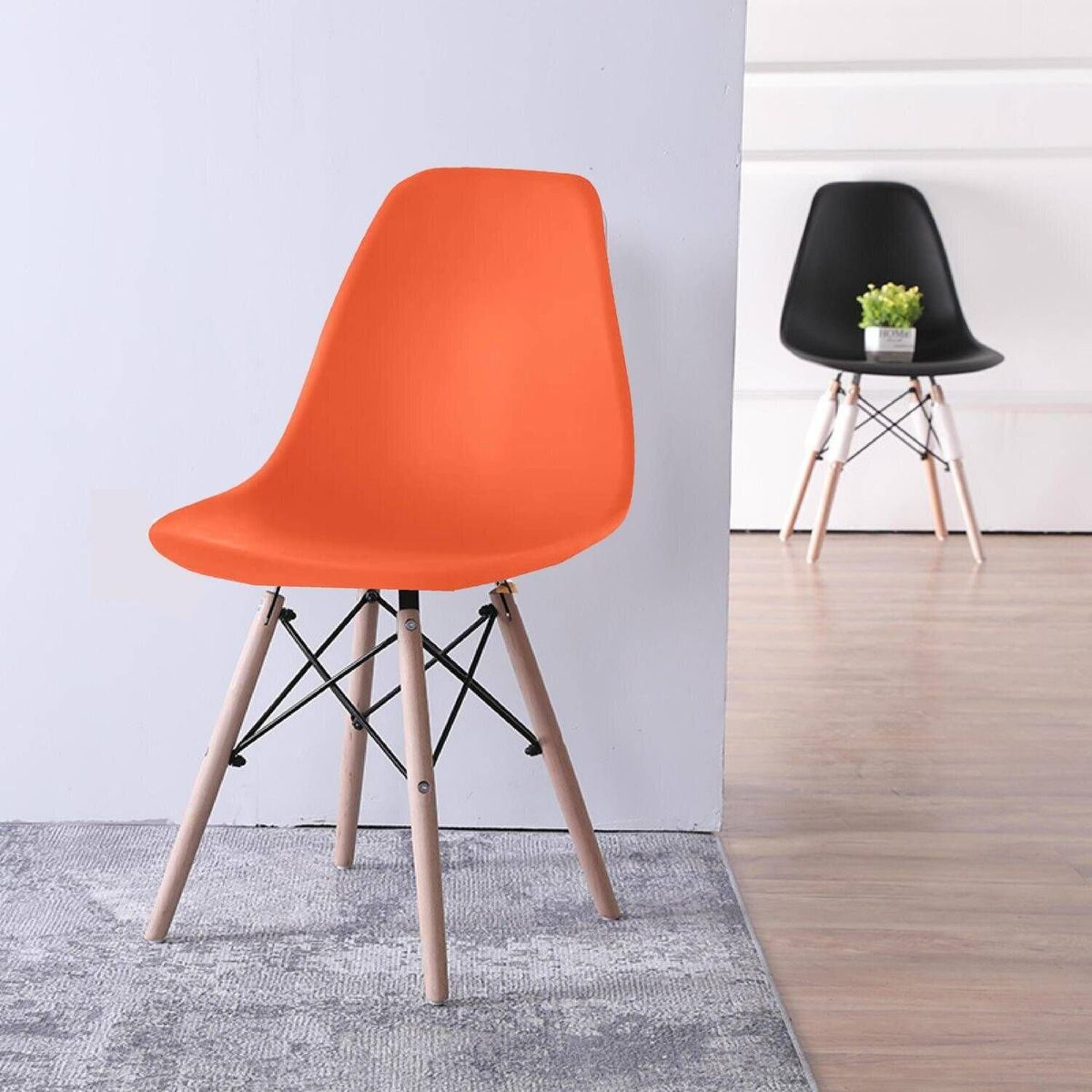 EKONOMODO - Silla de Comedor Moderna en Polipropileno con Patas de Madera 83 x 48 x 53 cm  Ekonomodo 