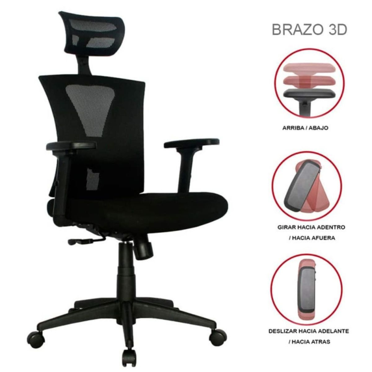 EKONOMODO - Silla de Escritorio para Casa u Oficina Ergonómica con Nivelación de Altura y Apoyabrazos 101 x 61 x 55 Ekonomodo
