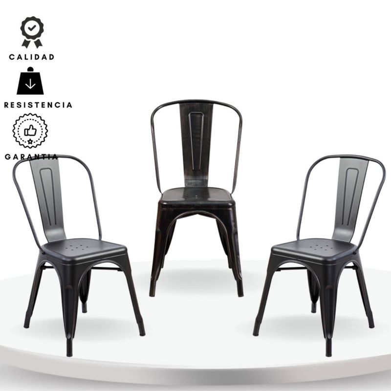 EKONOMODO - Set X3 Silla de Comedor  con Patas de Acero 85 x 43 x 45 cm  Ekonomodo 