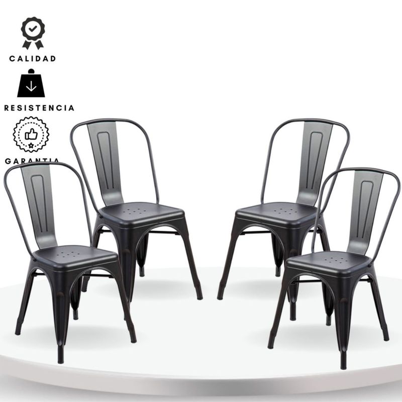 EKONOMODO - Set X4 Silla de Comedor  con Patas de Acero 85 x 43 x 45 cm  Ekonomodo 