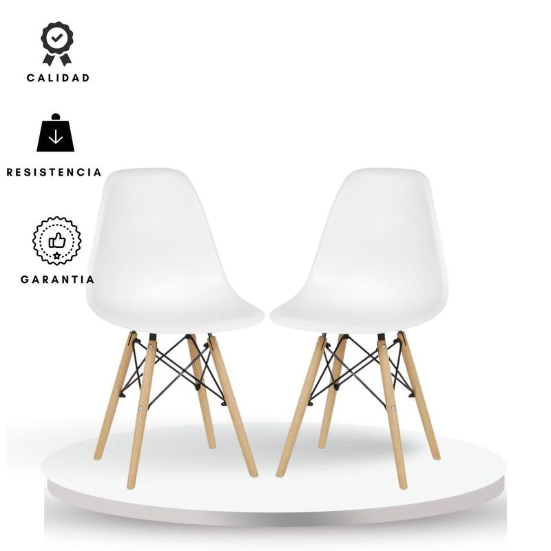 EKONOMODO - Set X2 Silla de Comedor en Polipropileno con Patas de Madera 83 x 48 x 53 cm  Ekonomodo 