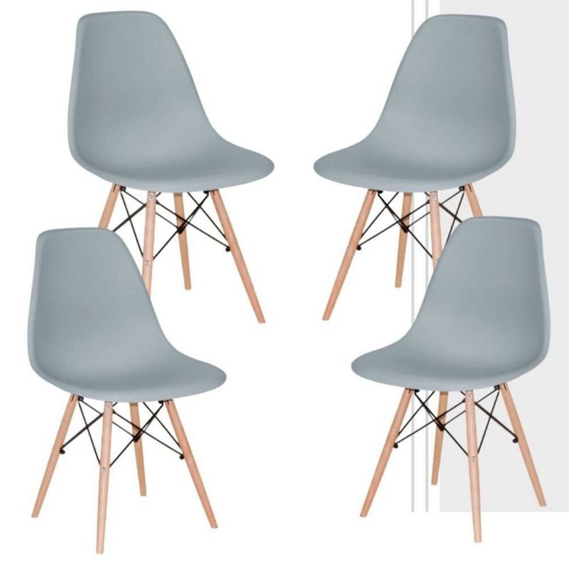 EKONOMODO - Set X4 Silla de Comedor en Polipropileno con Patas de Madera 83 x 48 x 53 cm  Ekonomodo 