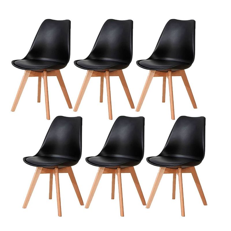 EKONOMODO - Set X6 Silla de Comedor en Cuerina con Patas de Madera 83 x 39 x 43 cm  Ekonomodo 