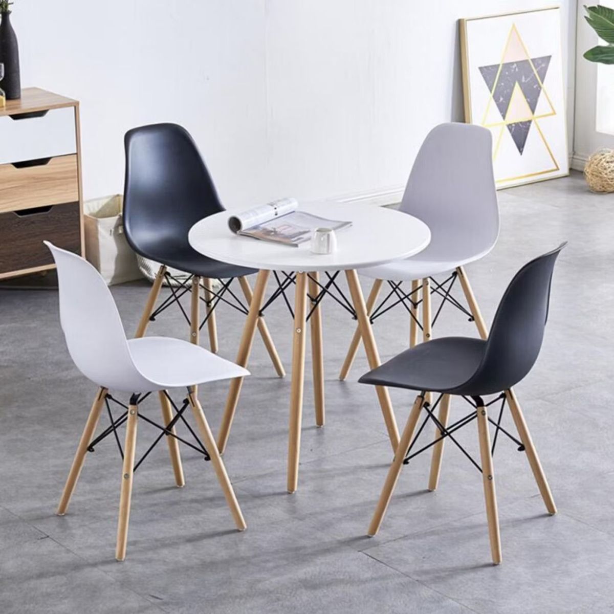 EKONOMODO - Set X6 Silla de Comedor en Polipropileno con Patas de Madera 83 x 48 x 53 cm  Ekonomodo 