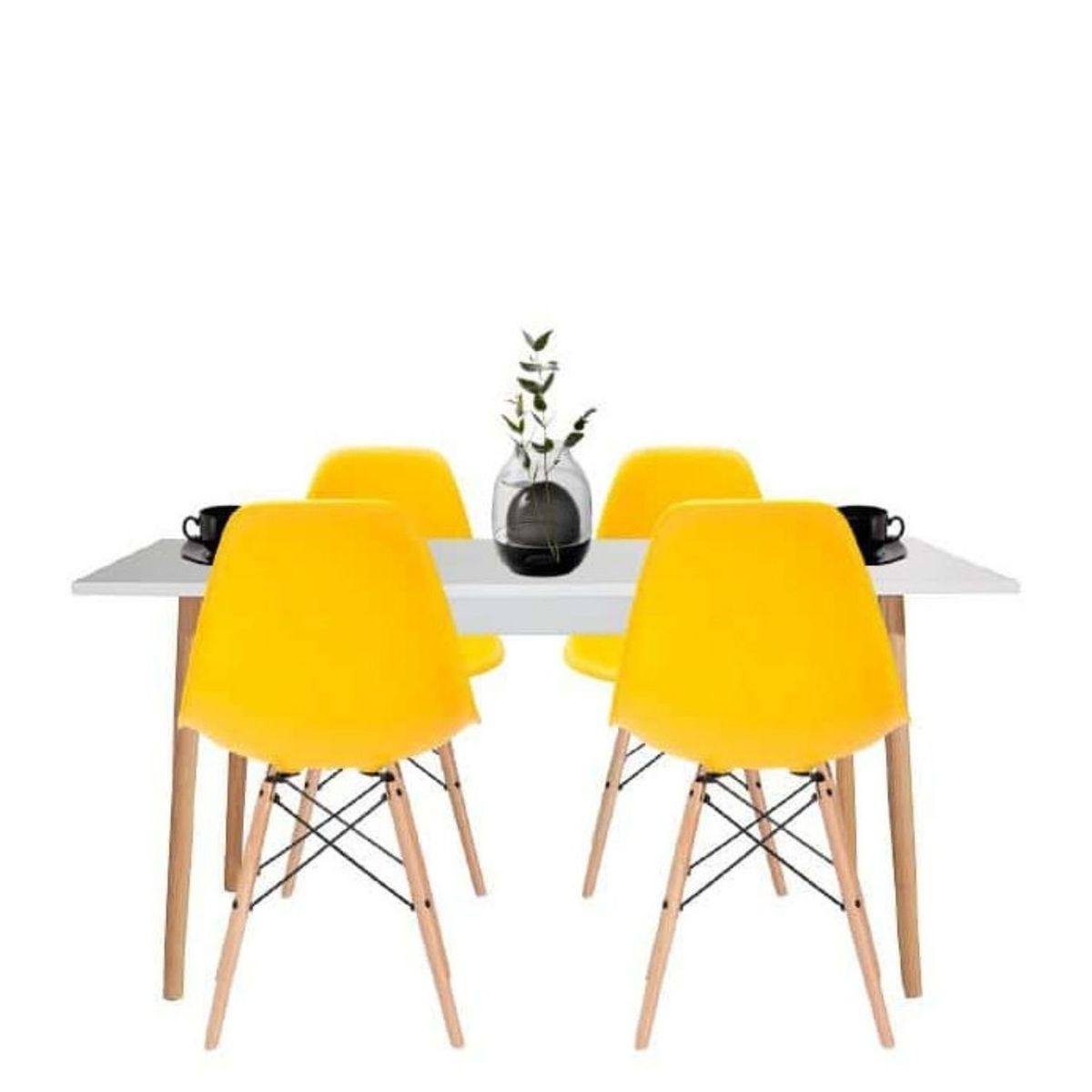 EKONOMODO - Juego de Comedor Moderno para 4 Personas (Comedor + 4 Sillas) Ekonomodo 