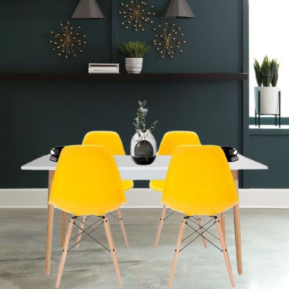 EKONOMODO - Juego de Comedor Moderno para 4 Personas (Comedor + 4 Sillas) Ekonomodo 