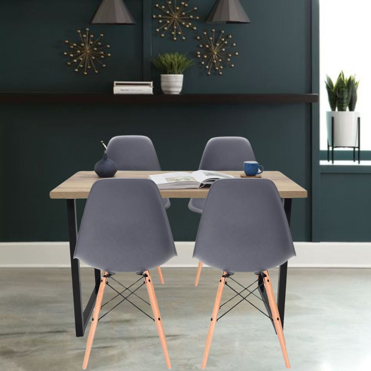 EKONOMODO - Juego de Comedor Moderno para 4 Personas (Comedor + 4 Sillas) Ekonomodo 