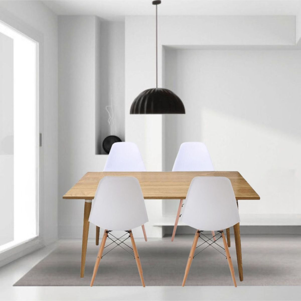 EKONOMODO - Juego de Comedor Moderno para 4 Personas (Comedor + 4 Sillas) Ekonomodo 