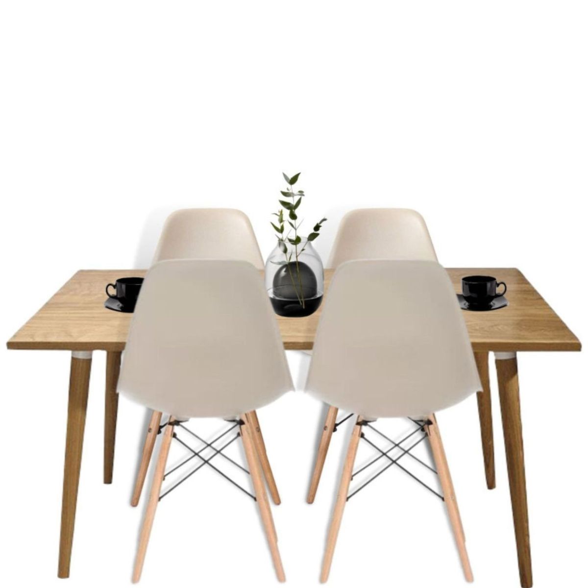 EKONOMODO - Juego de Comedor Moderno para 4 Personas (Comedor + 4 Sillas) Ekonomodo 