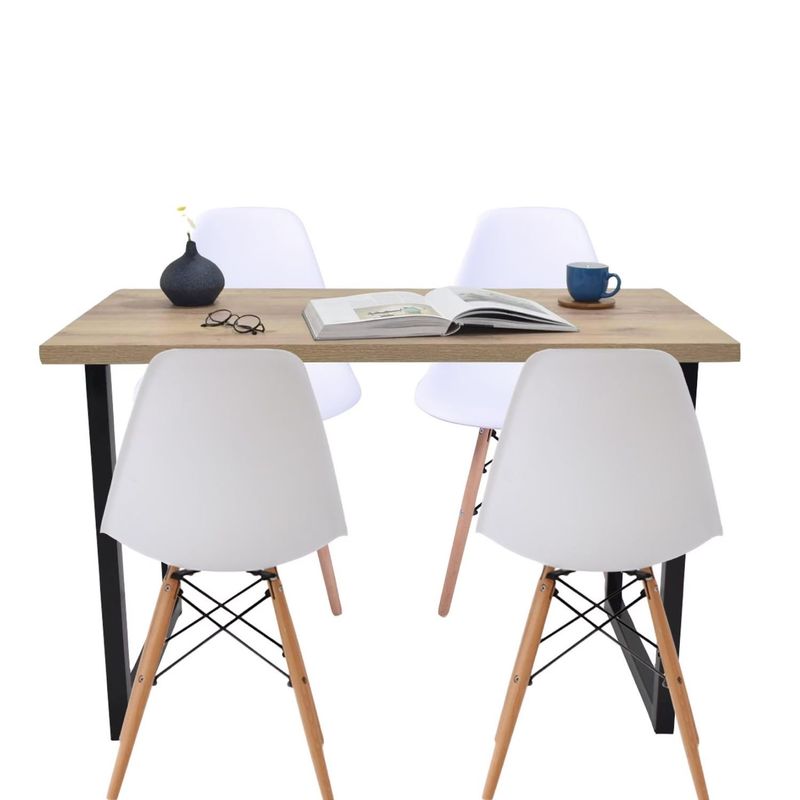 EKONOMODO - Juego de Comedor Moderno para 4 Personas (Comedor + 4 Sillas) Ekonomodo 