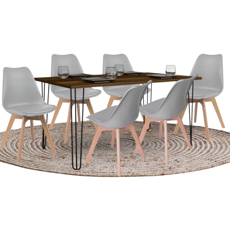 EKONOMODO - Juego de Comedor Moderno para 6 Personas (Comedor + 6 Sillas) Ekonomodo 