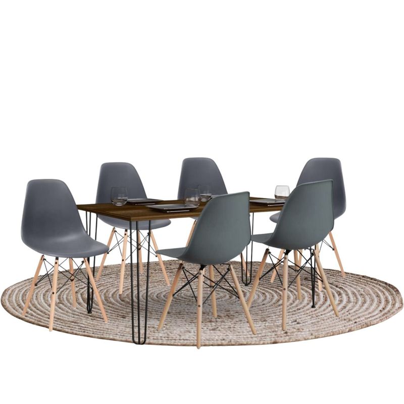 EKONOMODO - Juego de Comedor Moderno para 6 Personas (Comedor + 6 Sillas) Ekonomodo 