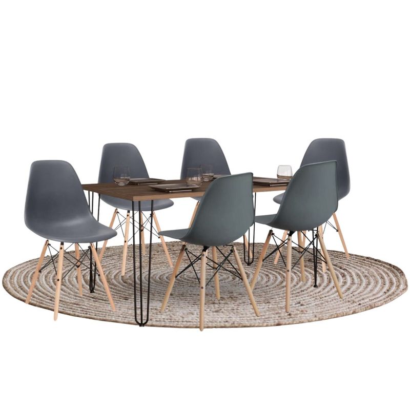EKONOMODO - Juego de Comedor Moderno para 6 Personas (Comedor + 6 Sillas) Ekonomodo 
