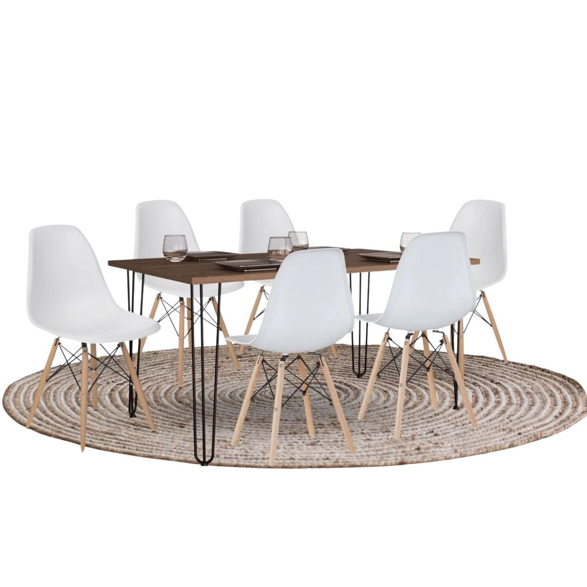 EKONOMODO - Juego de Comedor Moderno para 6 Personas (Comedor + 6 Sillas) Ekonomodo 