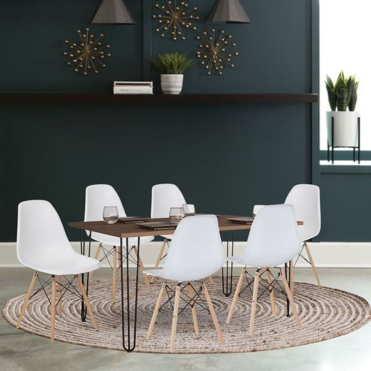 EKONOMODO - Juego de Comedor Moderno para 6 Personas (Comedor + 6 Sillas) Ekonomodo 