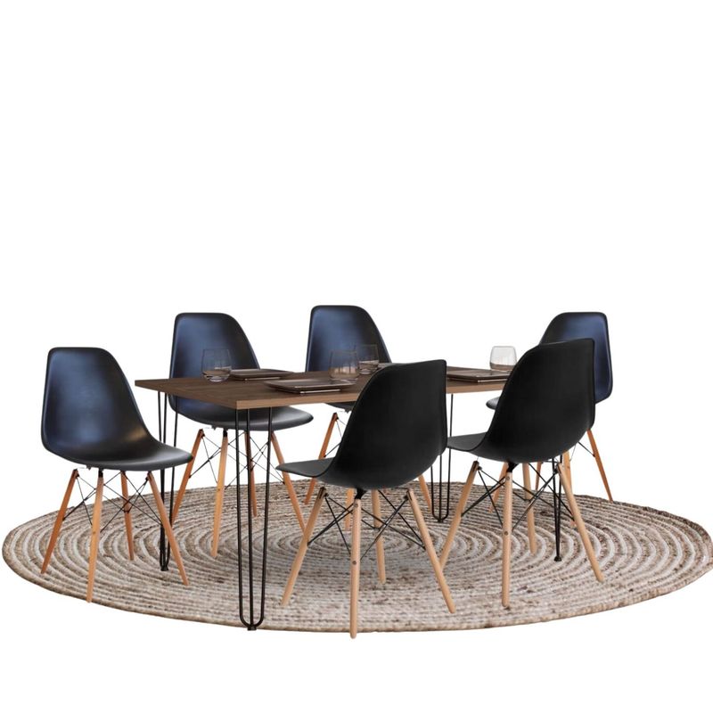 EKONOMODO - Juego de Comedor Moderno para 6 Personas (Comedor + 6 Sillas) Ekonomodo 