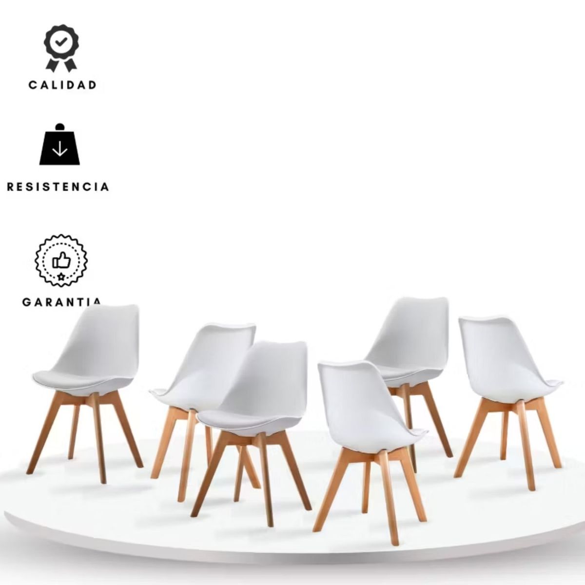 EKONOMODO - Set X6 Silla de Comedor en Cuerina con Patas de Madera 83 x 39 x 43 cm  Ekonomodo 