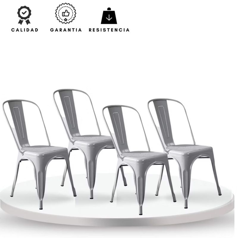 EKONOMODO - Set X4 Silla de Comedor  con Patas de Acero 85 x 43 x 45 cm  Ekonomodo 