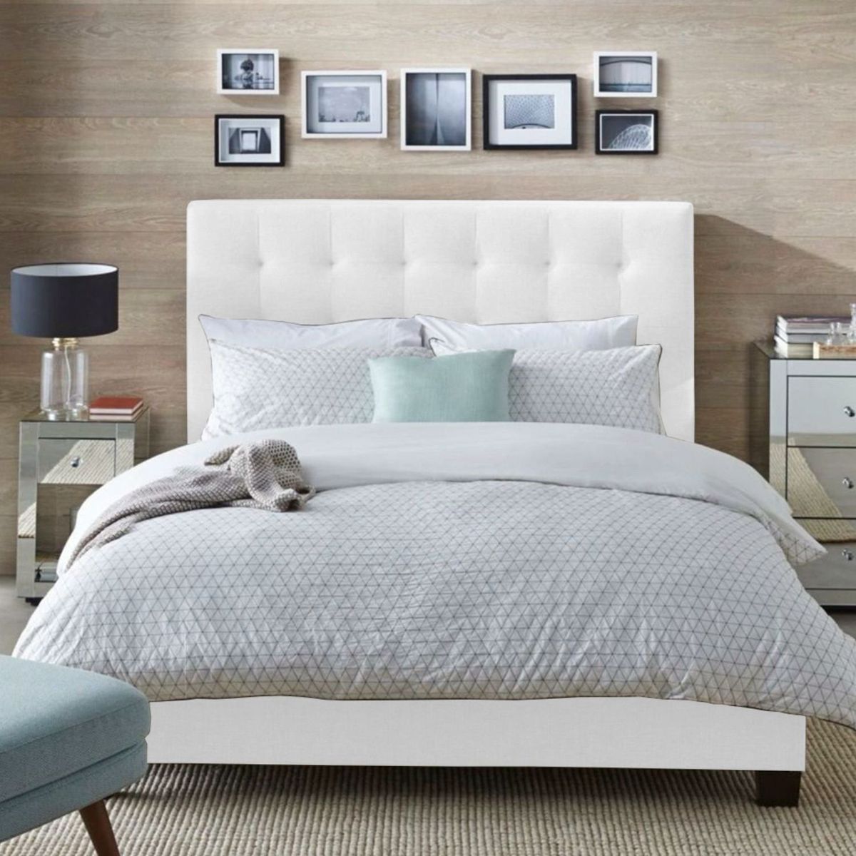 EKONOMODO - Base Cama Entera Tamaño Doble en Pino 140 x 190 cm  + Cabecero Ekonomodo 