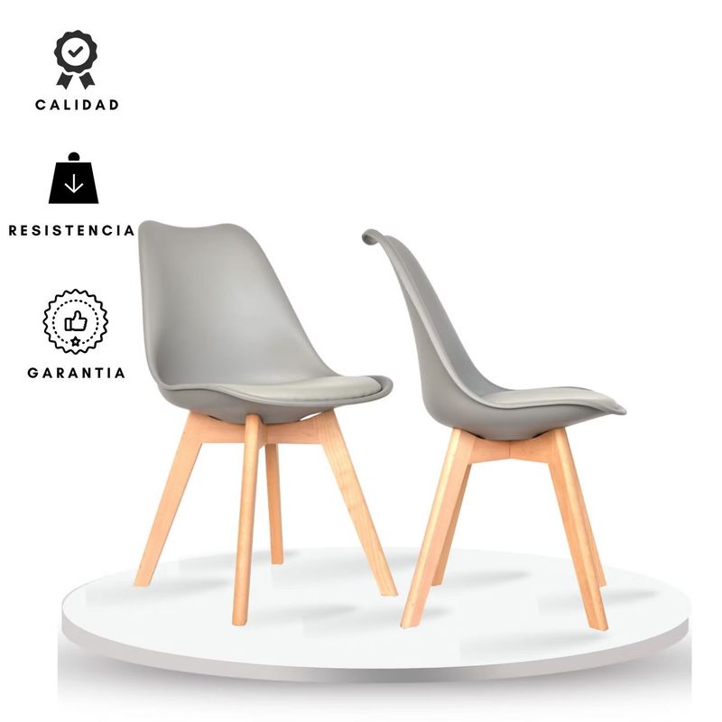EKONOMODO - Set X2 Silla de Comedor en Cuerina con Patas de Madera 83 x 39 x 43 cm  Ekonomodo 