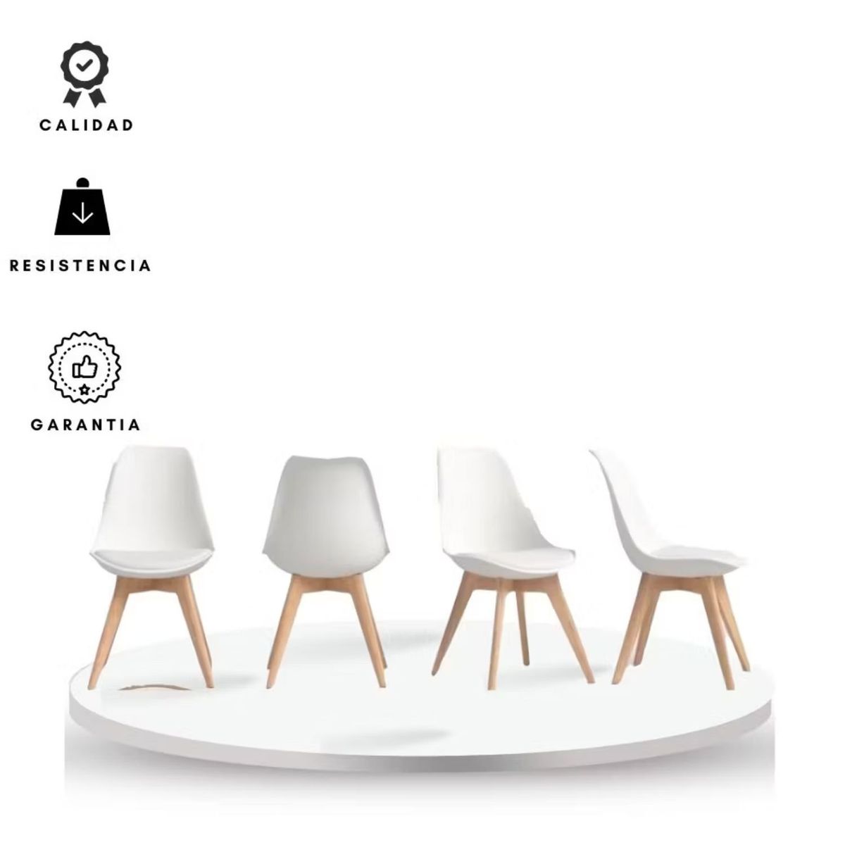 EKONOMODO - Set X4 Silla de Comedor en Cuerina con Patas de Madera 83 x 39 x 43 cm  Ekonomodo 