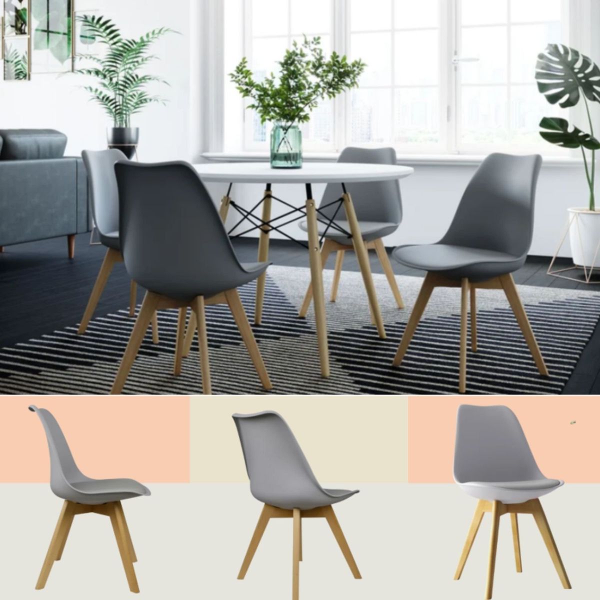 EKONOMODO - Set X6 Silla de Comedor en Cuerina con Patas de Madera 83 x 39 x 43 cm  Ekonomodo 