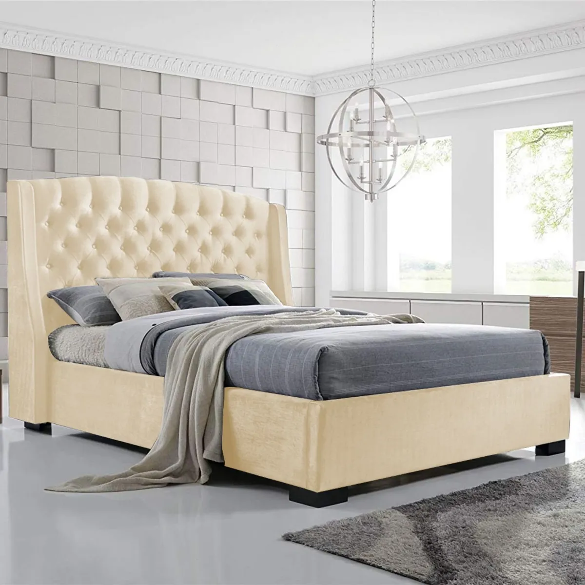 EKONOMODO - Colchón con Base Cama  Queen Firmeza Media Ortopédico Doble Cara Resortado 160 x 190  + Cabecero Combo Ekonomodo 