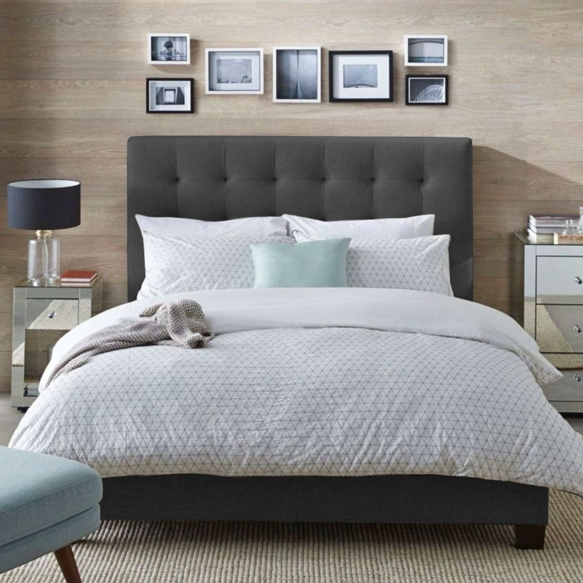 EKONOMODO - Colchón con Base Cama  Doble Firmeza Media Ortopédico con Pillow Resortado 140 x 190 cm  + Cabecero Combo Ekonomodo 