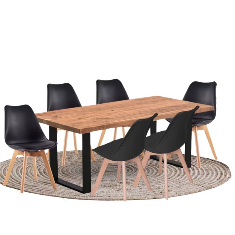 EKONOMODO - Juego de Comedor Moderno para 6 Personas (Comedor + 6 Sillas) Ekonomodo 