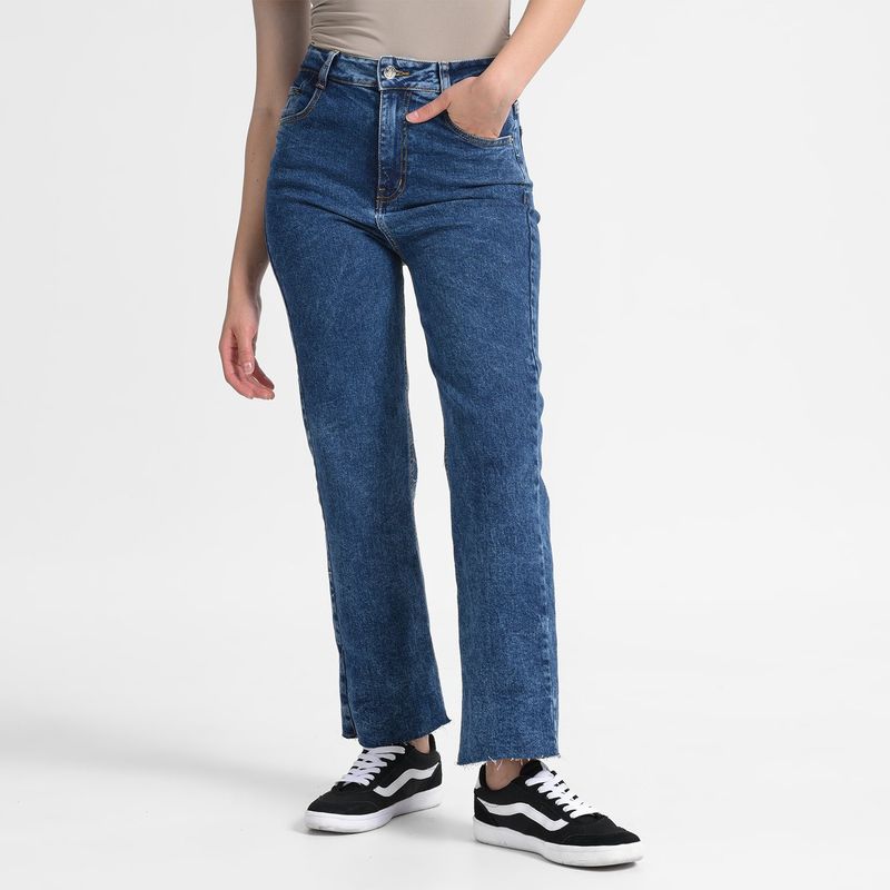 SYBILLA - Jean Straight Crop Mujer Tiro alto Sybilla