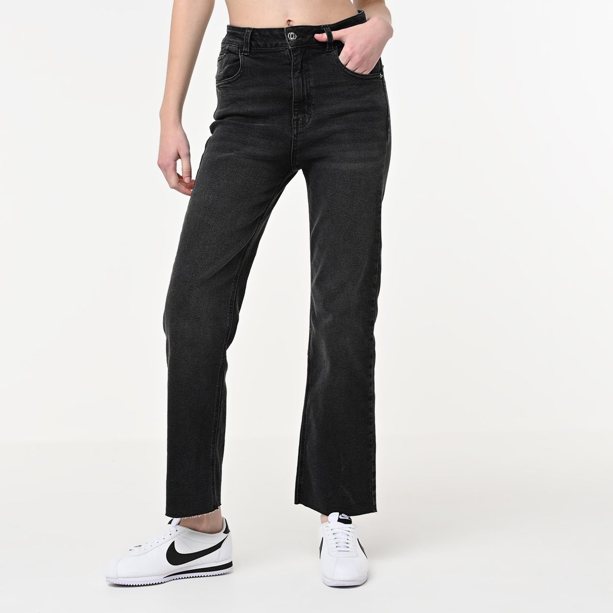 SYBILLA - Jean Straight Crop Mujer Tiro alto Sybilla