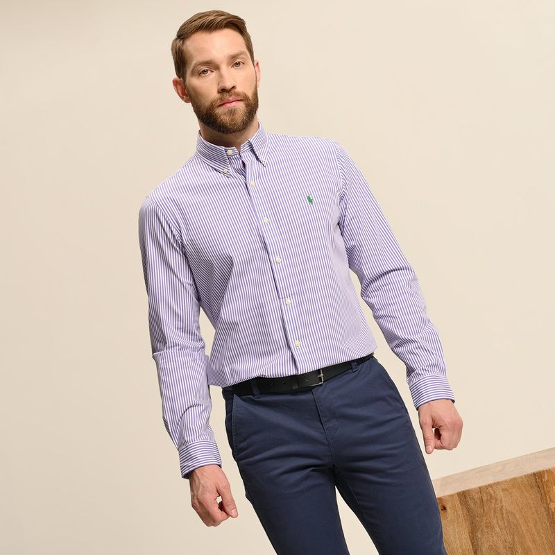 POLO RALPH LAUREN - Camisa Hombre de Rayas Manga larga de Algodón Custom Fit Polo Ralph Lauren